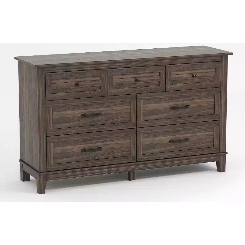 Commode 7 tiroirs de 137 cm avec dispositif anti-basculement, meuble de rangement moderne pour chambre et salon, structure en MDF