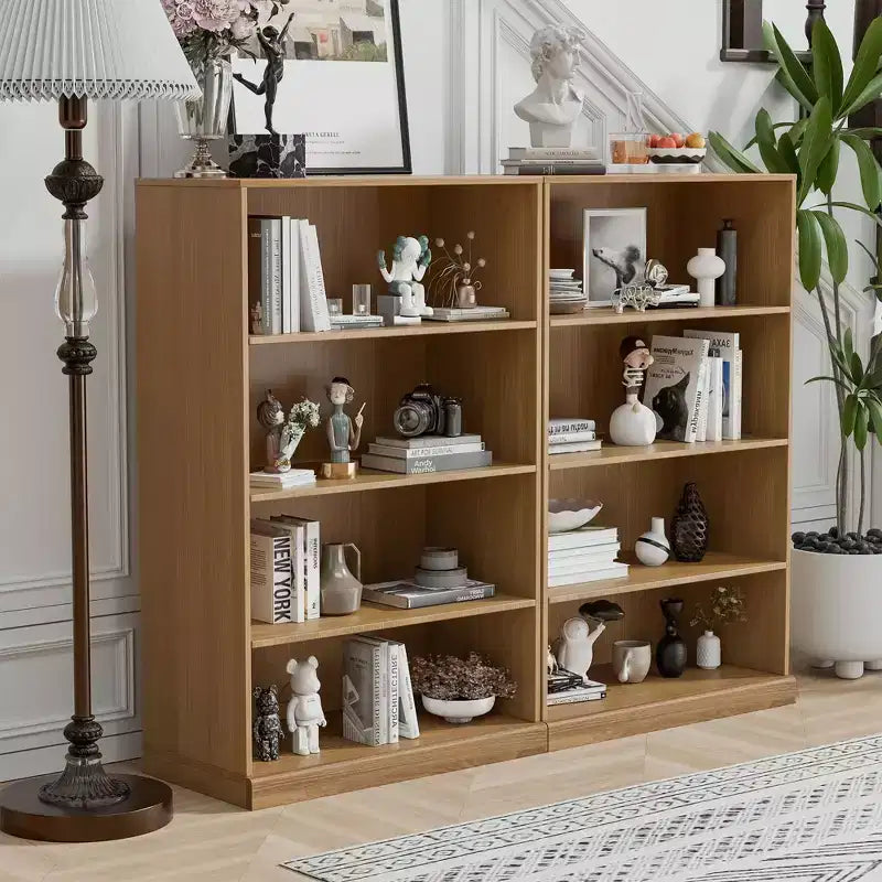 Meuble de rangement bibliothèque en bois sans porte de 124,5 cm, 3 étagères, assemblage libre, pour cuisine, chambre, entrée et salon, Naturel