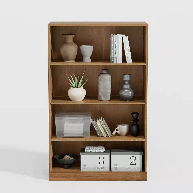 Meuble de rangement bibliothèque en bois sans porte de 124,5 cm, 3 étagères, assemblage libre, pour cuisine, chambre, entrée et salon, Naturel