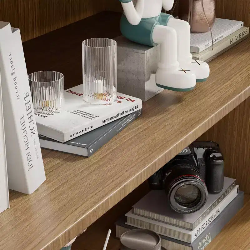Meuble de rangement bibliothèque en bois sans porte de 124,5 cm, 3 étagères, assemblage libre, pour cuisine, chambre, entrée et salon, Naturel