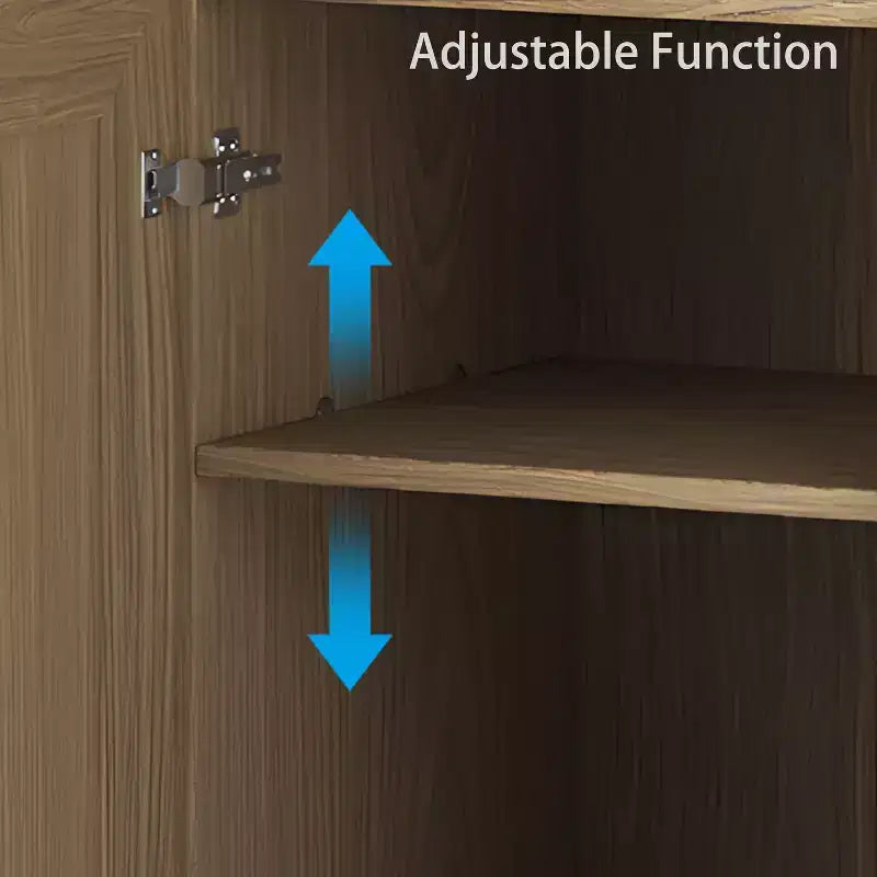 Buffet modulaire de 91 cm avec portes en rotin et rangement, meuble de ferme pour salon, cuisine et entrée, naturel