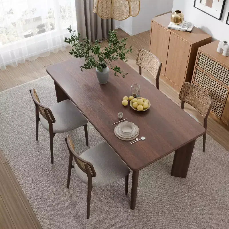 Table à manger en bois 67 po, Table de cuisine moderne du milieu du siècle pour 6 personnes, Noyer