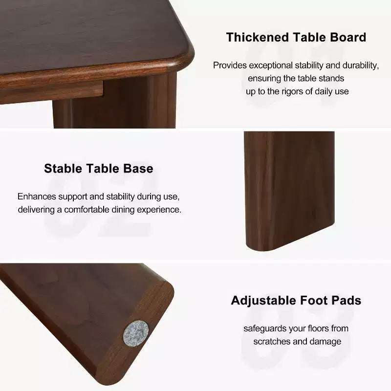 Table à manger en bois 67 po, Table de cuisine moderne du milieu du siècle pour 6 personnes, Noyer