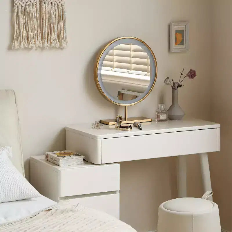Coiffeuse Moderne en Bois avec 4 Tiroirs et Tabouret