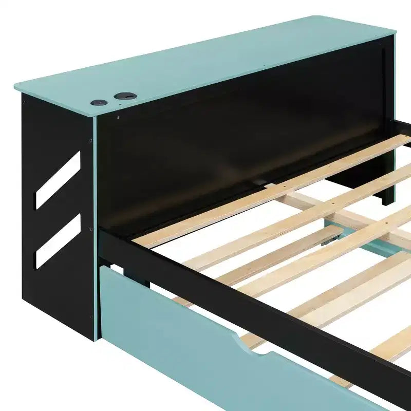 Lit de repos double avec bureau intégré, chargement USB et lit gigogne, lit multifonctionnel peu encombrant pour chambre d'amis et gaming