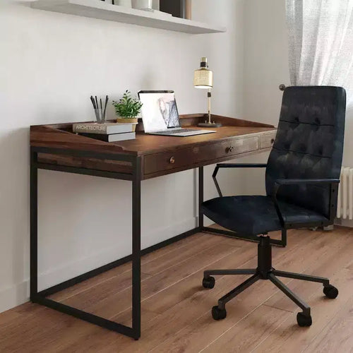 Chaise de bureau pivotante en mousse blanche de 36 po à hauteur réglable avec commande d'inclinaison et accoudoirs réglables