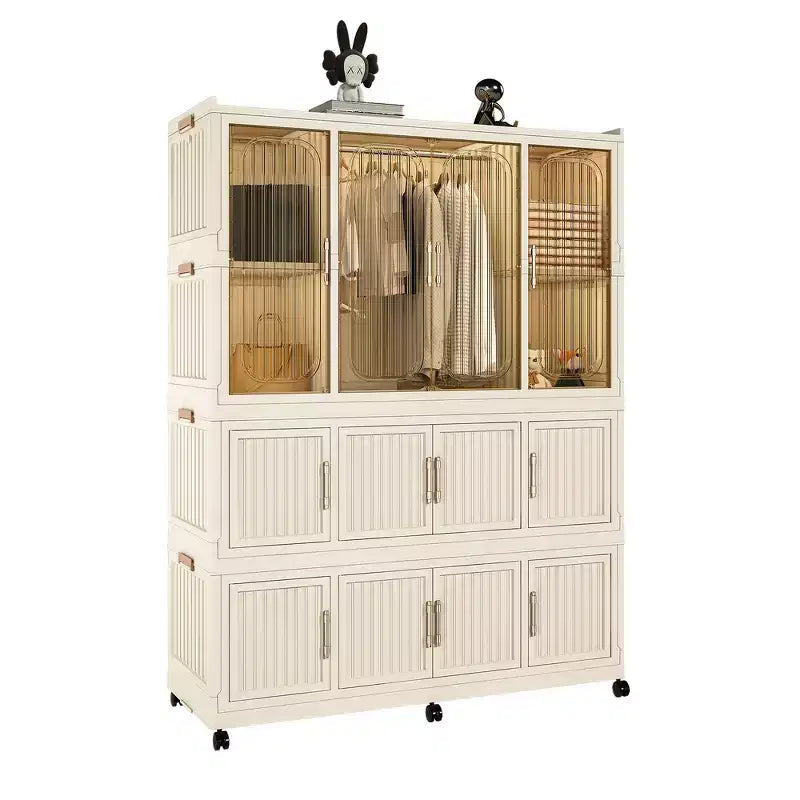 Organisateur de Rangement pour Armoire/Penderie, 9 Portes Magnétiques, 9 Cubes & 1 Tringle, 6 Cintres Inclus, Cadre en Polypropylène