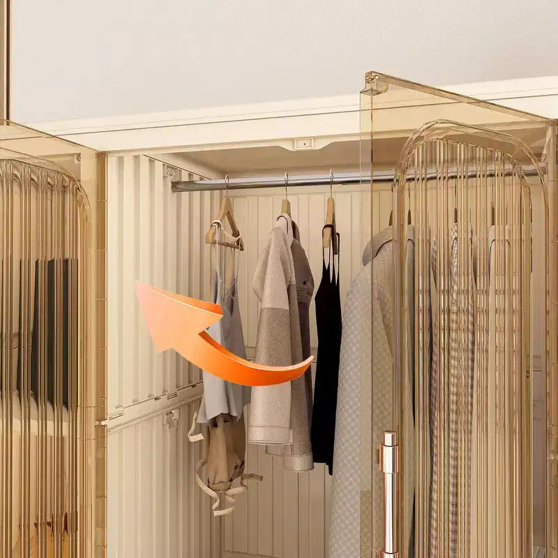 Organisateur de Rangement pour Armoire/Penderie, 9 Portes Magnétiques, 9 Cubes & 1 Tringle, 6 Cintres Inclus, Cadre en Polypropylène