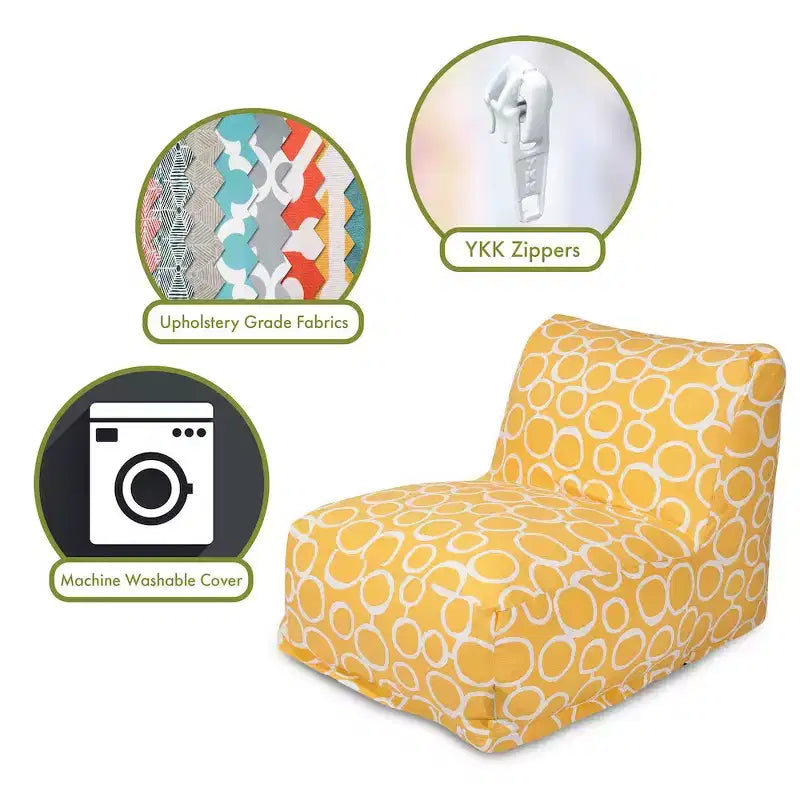 Chaise longue pouf, billes de polystyrène 50 % recyclées, usage intérieur, 91 cm L x 68 cm l x 61 cm H