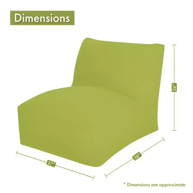 Chaise longue pouf, billes de polystyrène 50 % recyclées, usage intérieur, 91 cm L x 68 cm l x 61 cm H