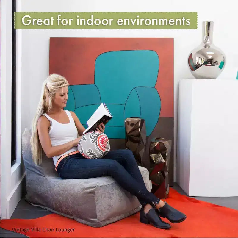 Chaise longue pouf, billes de polystyrène 50 % recyclées, usage intérieur, 91 cm L x 68 cm l x 61 cm H