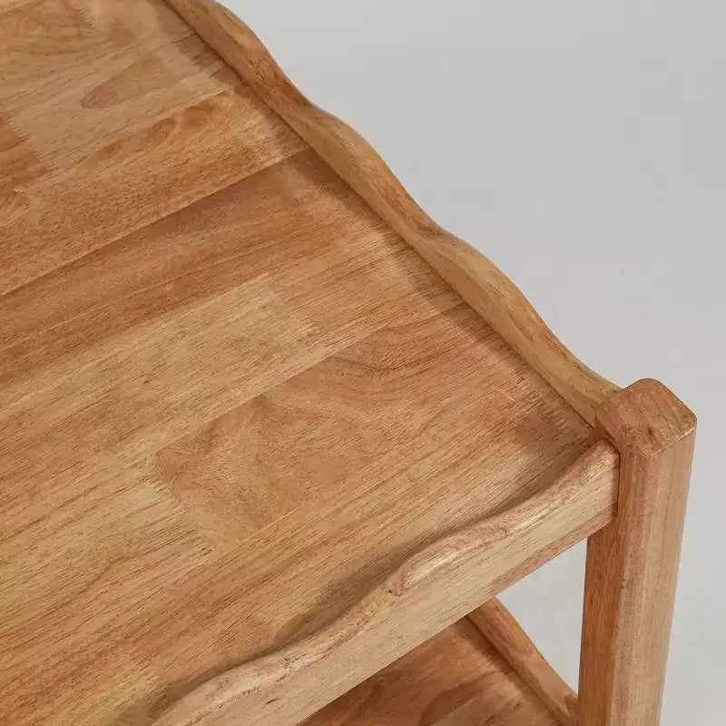 Table basse moderne en bois d'hévéa de 43" à 2 niveaux avec étagère de rangement ouverte