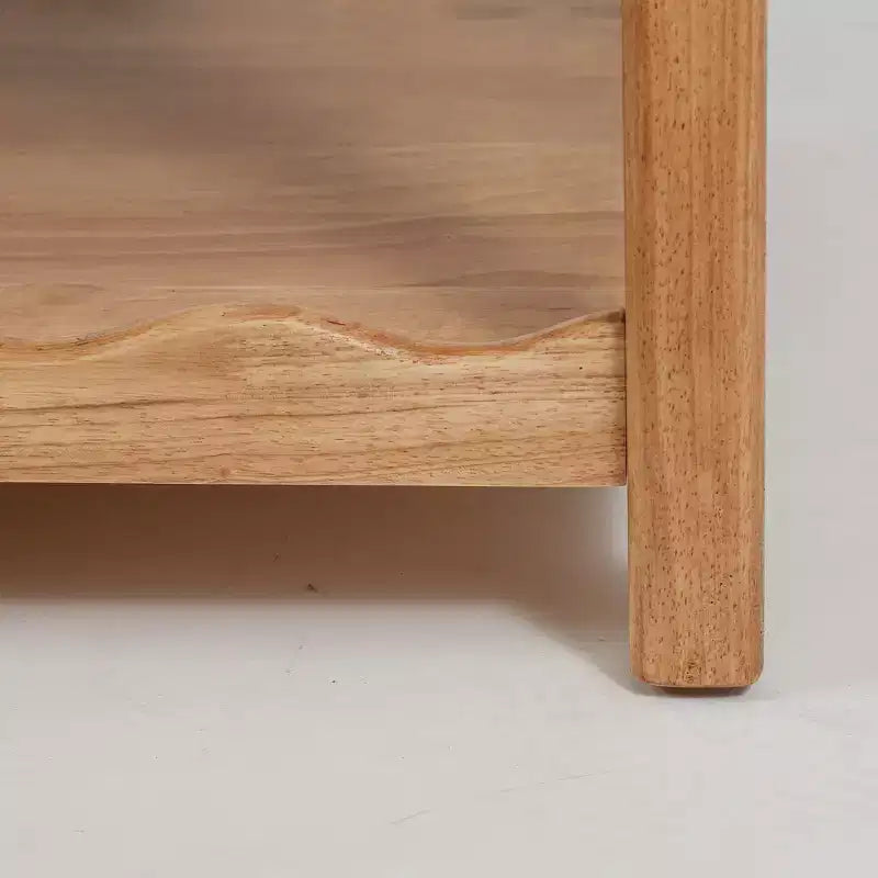 Table basse moderne en bois d'hévéa de 43" à 2 niveaux avec étagère de rangement ouverte