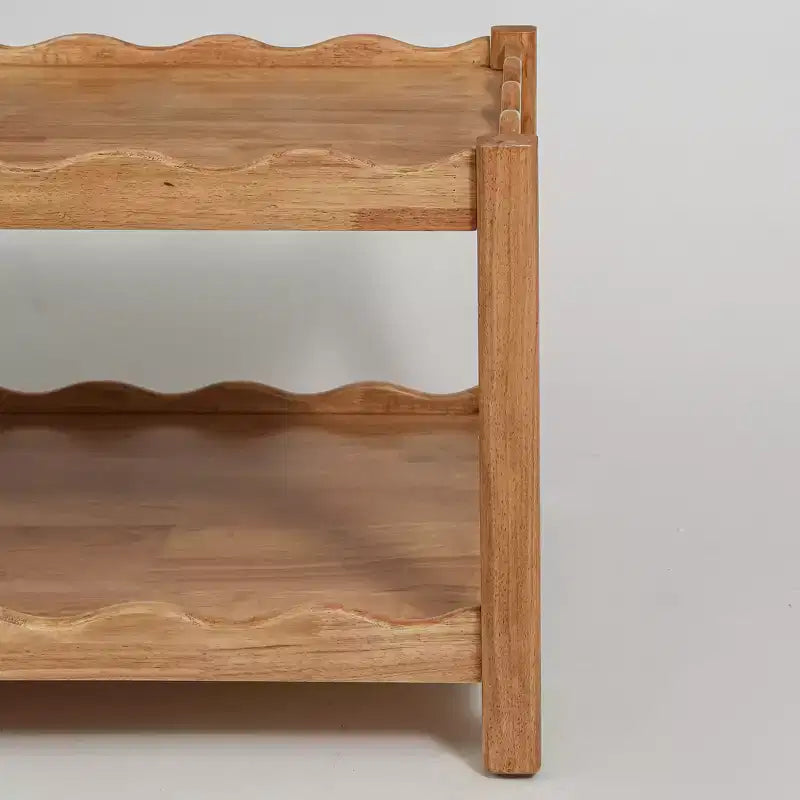 Table basse moderne en bois d'hévéa de 43" à 2 niveaux avec étagère de rangement ouverte