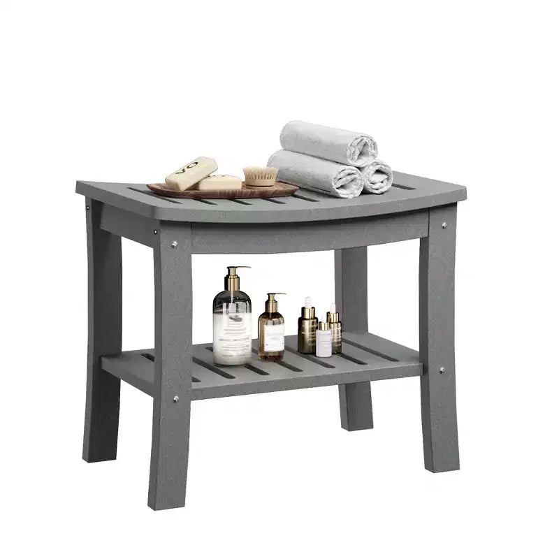 Banc de douche étanche avec étagère de rangement, tabouret de salle de bain robuste de 180 kg et siège de bain pour personnes âgées et pour le rasage des jambes