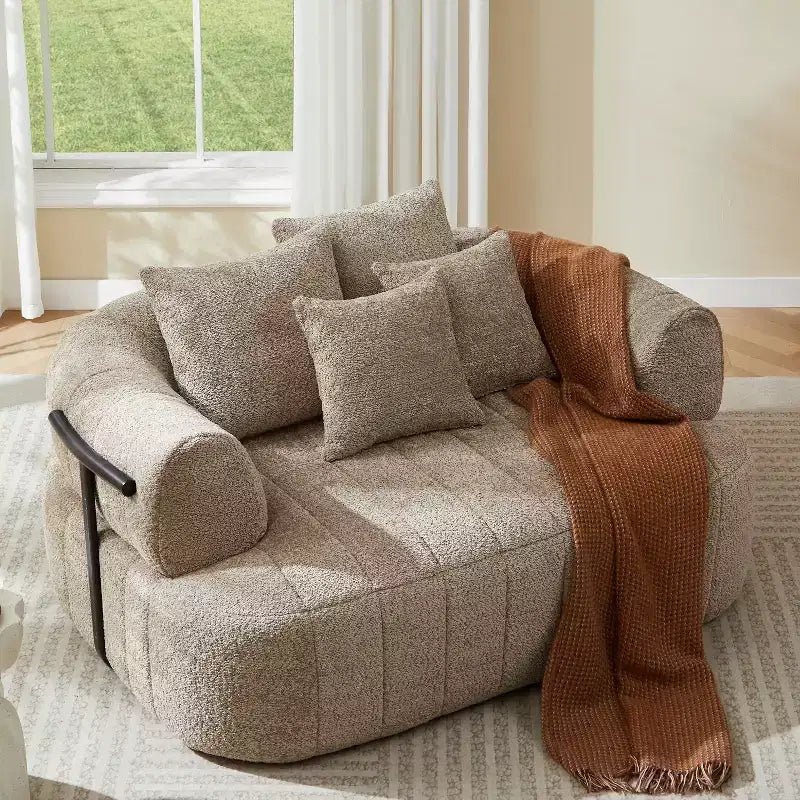 Grande chaise longue nuage en boucle de 163 cm, canapé sans armature à support métallique pour salon/chambre à coucher