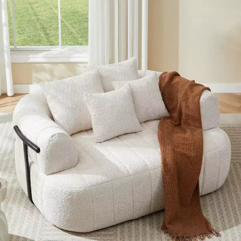 Grande chaise longue nuage en boucle de 163 cm, canapé sans armature à support métallique pour salon/chambre à coucher
