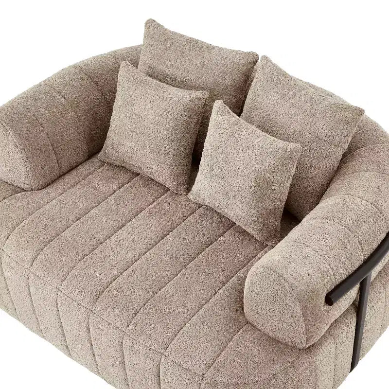 Grande chaise longue nuage en boucle de 163 cm, canapé sans armature à support métallique pour salon/chambre à coucher
