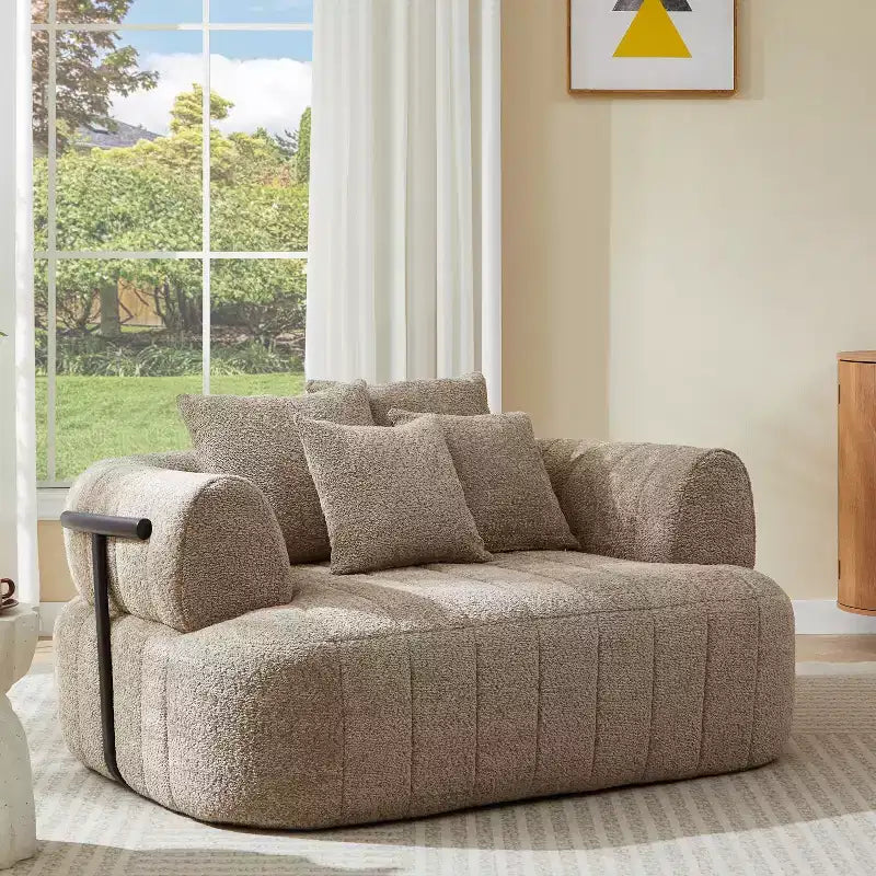 Grande chaise longue nuage en boucle de 163 cm, canapé sans armature à support métallique pour salon/chambre à coucher
