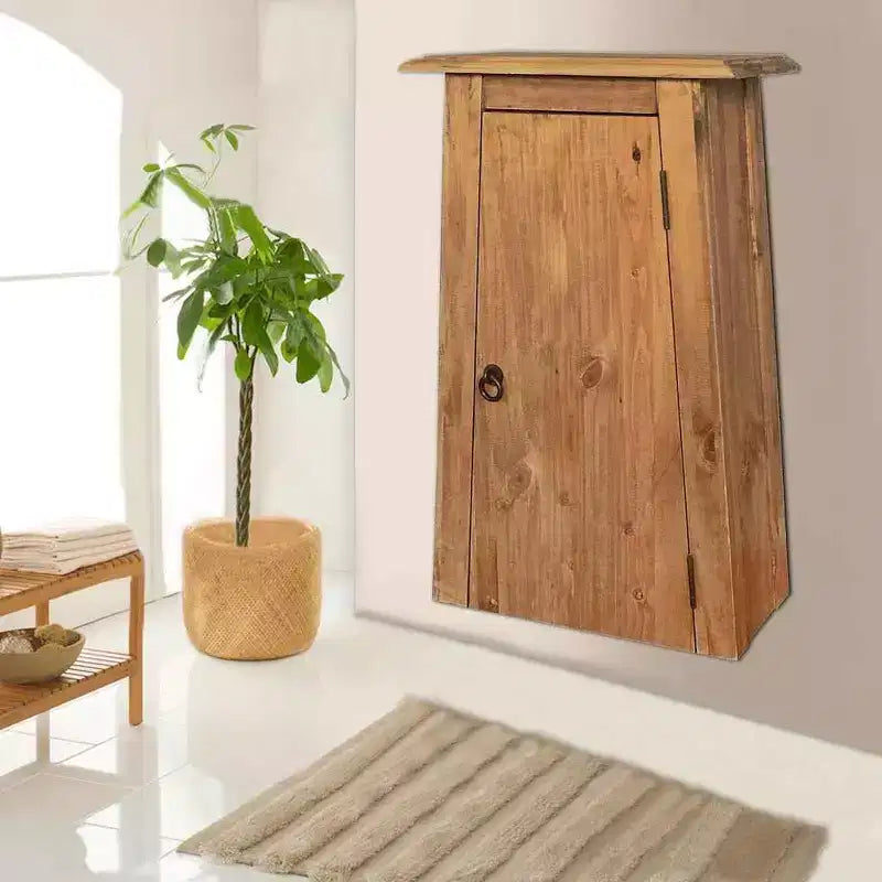 Meuble mural de salle de bain rustique en pin massif, marron, 41,9 x 23,1 x 70,1 cm