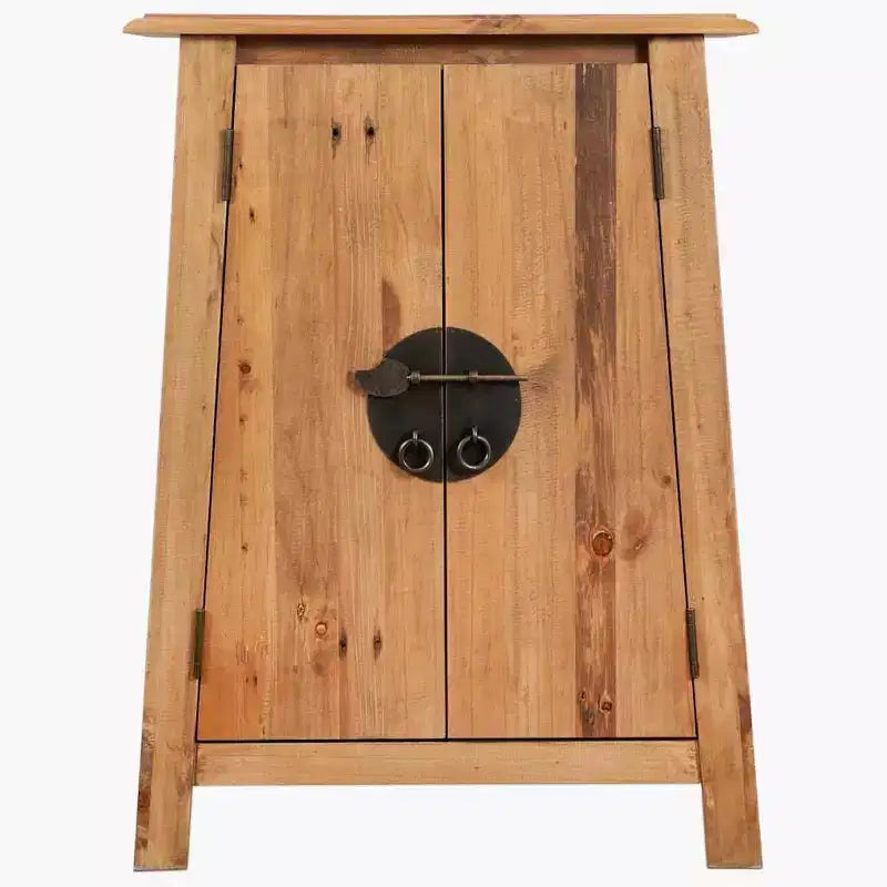 Cabinet d'appoint vintage en pin massif, brun naturel, 2 portes