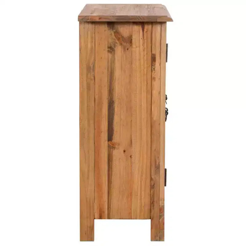 Cabinet d'appoint vintage en pin massif, brun naturel, 2 portes