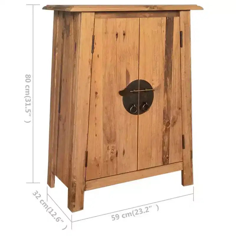 Cabinet d'appoint vintage en pin massif, brun naturel, 2 portes