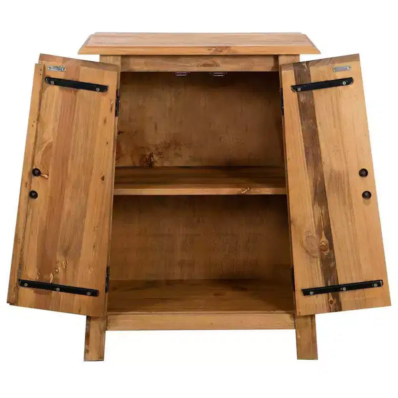 Cabinet d'appoint vintage en pin massif, brun naturel, 2 portes