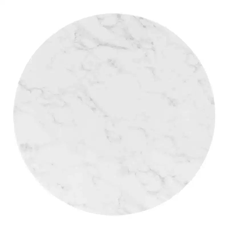 Table à manger ronde 40" en marbre artificiel, pied socle doré