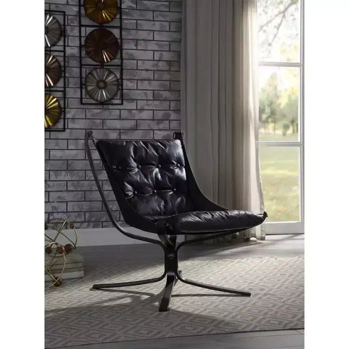 Fauteuil d'appoint en cuir grainé 30", bleu vintage, structure en métal, aucun assemblage requis