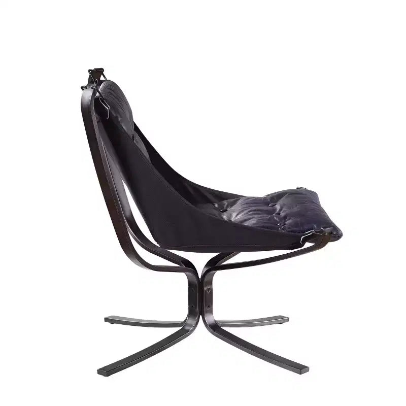Fauteuil d'appoint en cuir grainé 30", bleu vintage, structure en métal, aucun assemblage requis