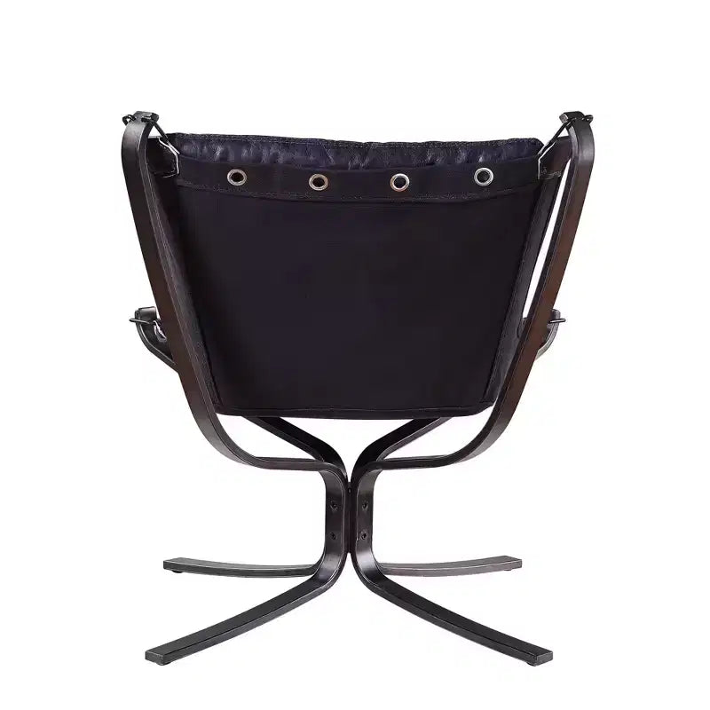 Fauteuil d'appoint en cuir grainé 30", bleu vintage, structure en métal, aucun assemblage requis