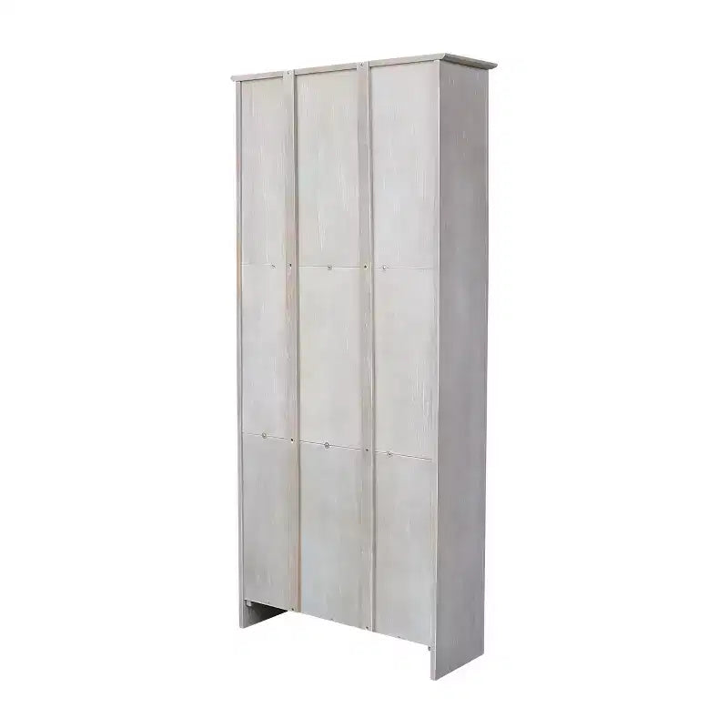 Bibliothèque de 72 po avec deux portes inférieures, gris délavé, en parawood massif, design Mid-Century
