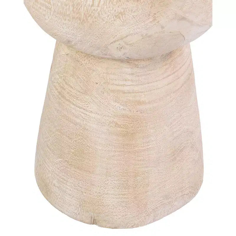 Table d'appoint en teck massif blanchi, Décor bohème de ferme, Aucun assemblage requis
