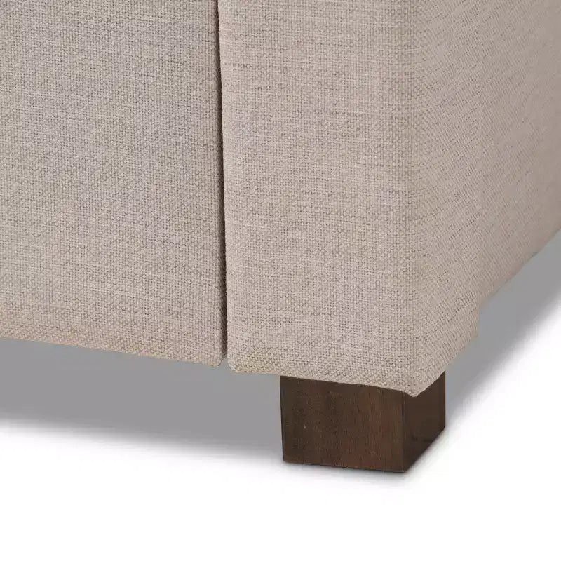 Lit de rangement moderne et contemporain en tissu avec tête de lit capitonnée et tiroirs
