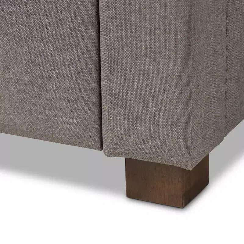 Lit de rangement moderne et contemporain en tissu avec tête de lit capitonnée et tiroirs