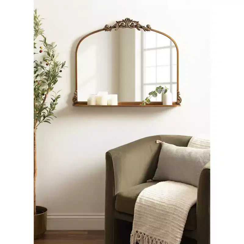 Miroir mural arche traditionnel 33"x26" avec étagère