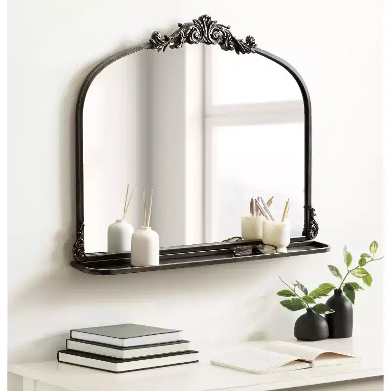 Miroir mural arche traditionnel 33"x26" avec étagère